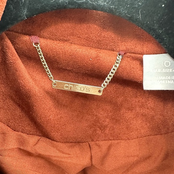 NWT 4/6 CHICOS Elongated Rich mahogany faux suede mature sophisticated jacket - Picture 7 of 14